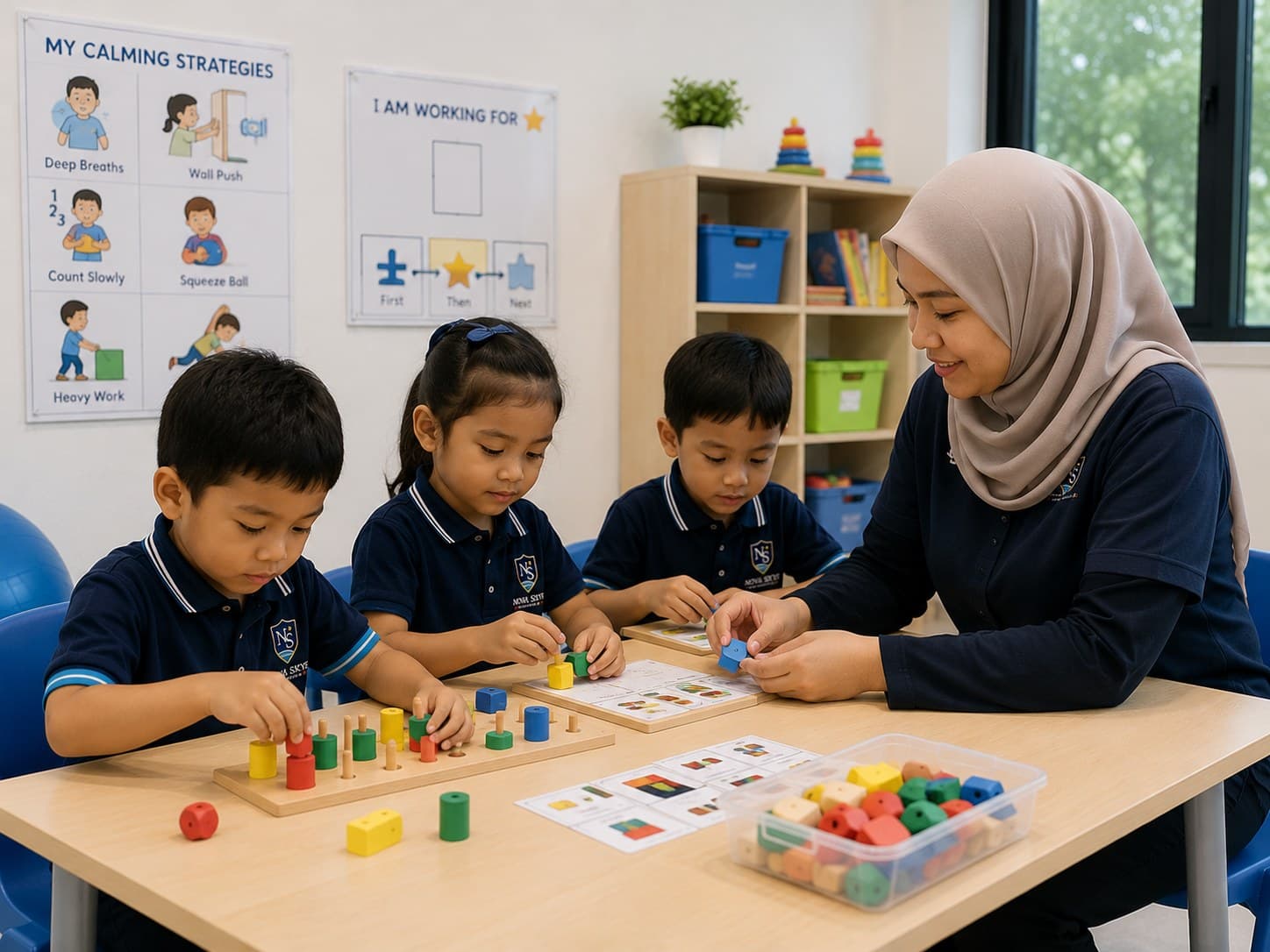 Nova Skye teacher supporting learners with hands on activities